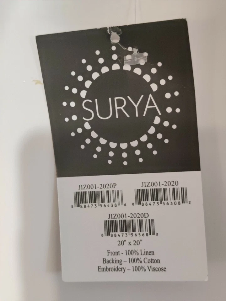 (2) SURYA JIZ001-2020 Jizera - 20 X 20" Pillow Cover" Boho Home Decor  - Image 3 of 3