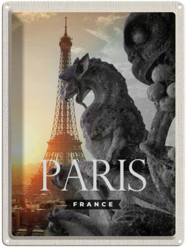 Panneau tôle 30x40 cm Paris France Tour Eifel Dragon - Photo 1/5