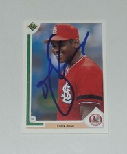 FELIX JOSE SIGNED AUTO'D 1991 UPPER DECK CARD #387 ST LOUIS CARDINALS ATHLETICS