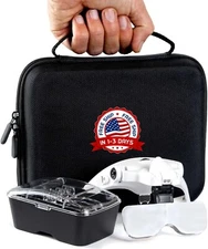 Lupa De Cabeza Con Luz Led Para Joyeria Trabajo Cercano Con 5 Lentes De Aumento