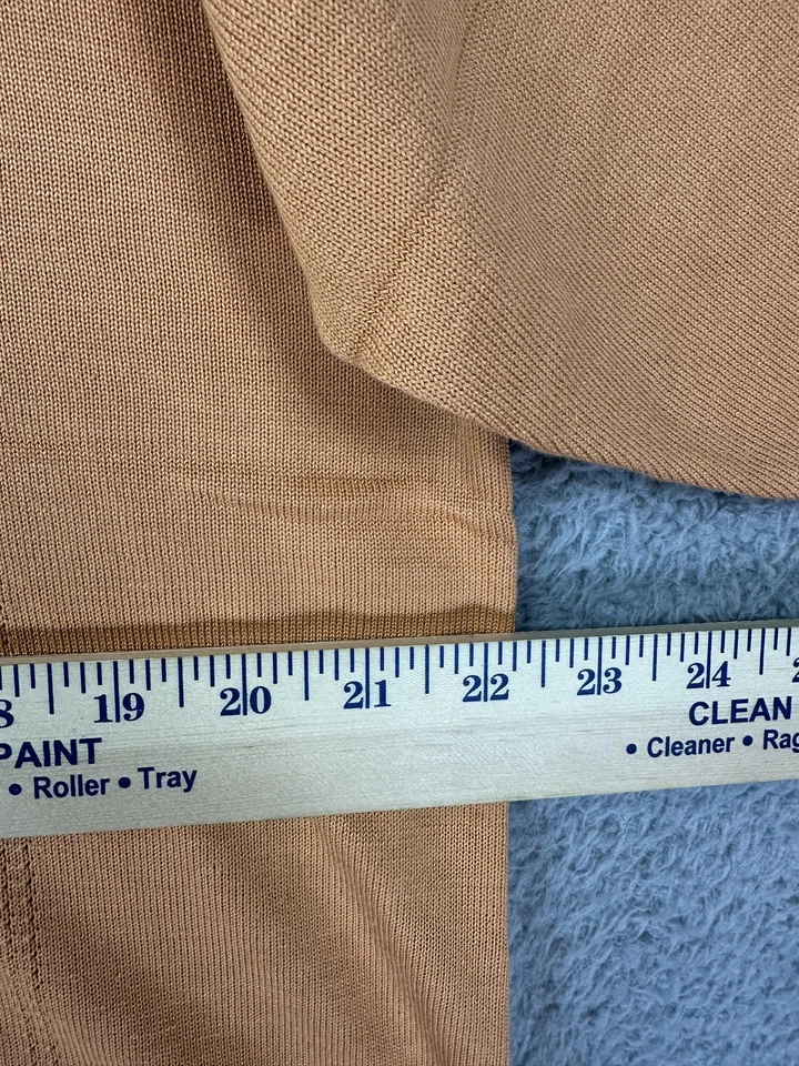 Bachrach Shirt Mens L Silk Tan Knit Polo Johnny Collar Textured Short Sleeve New - Image 4 of 4