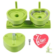 Heart-Shaped Button Mold, 57mm/2.24 inch, Green Resin, Slide Rail Button Make...