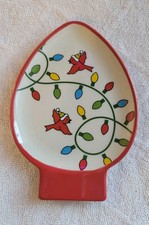 Temptations by Tara Holiday Spoon Rest Christmas Bulb-Shaped Red Bird Cardinal