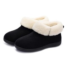 Women's Closed Back Bootie Slippers with Memory Foam Sherpa 8 Charcoal Black