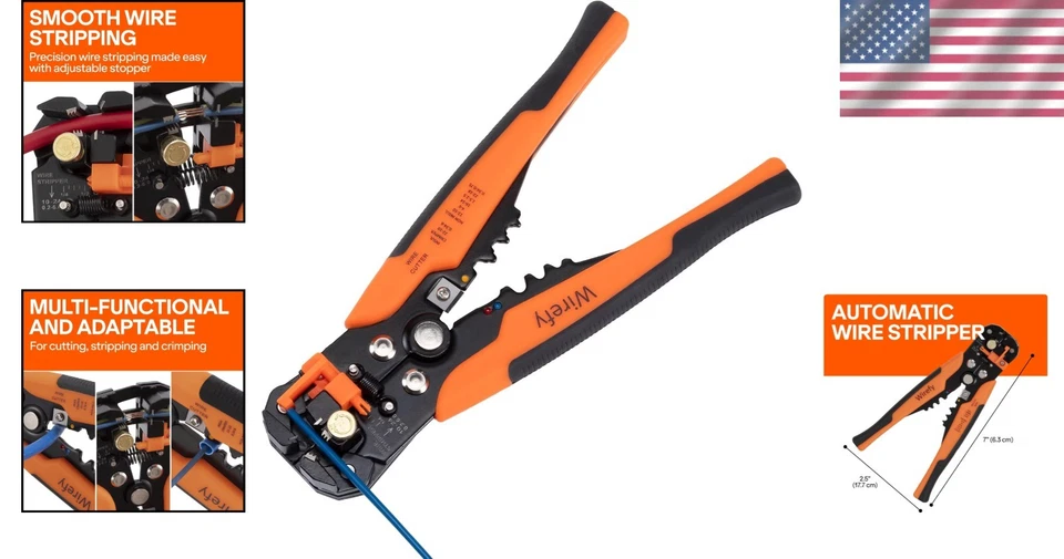 Automatic Wire Stripper Tool for 24-10 AWG - Self-Adjusting, Ergonomic Design - Image 2 of 4