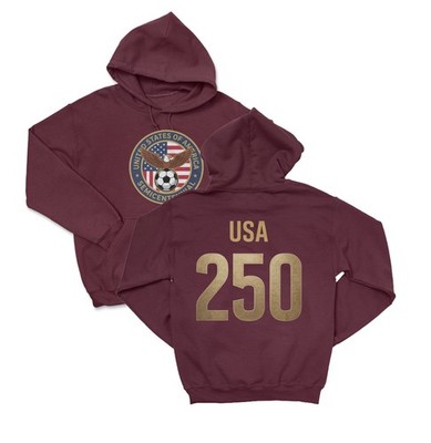 USA 250 Years Freedom and Soccer Jersey Style Unisex Hooded Sweatshirt