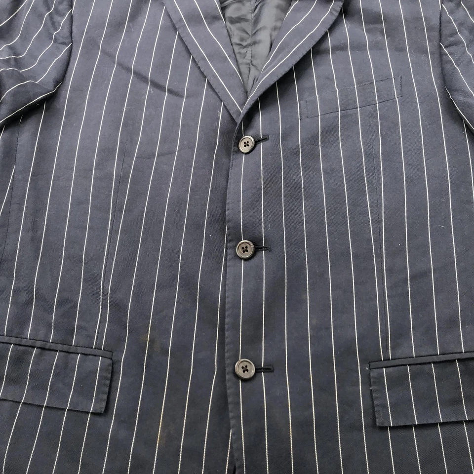 Blazer Polo Ralph Lauren Vintage Para Hombre 42R Azul Marino Rayas Italia Algodón 3 Botones Foto 4 de 4