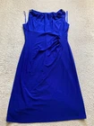 Lauren Ralph Lauren Women Sleeveless Cowl Neck Sheath Midi Dress Blue Size 14