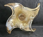 Vtg Lavorazione Arte Murano Yellow Gold White Swirl Art Glass Bowl Made in Italy