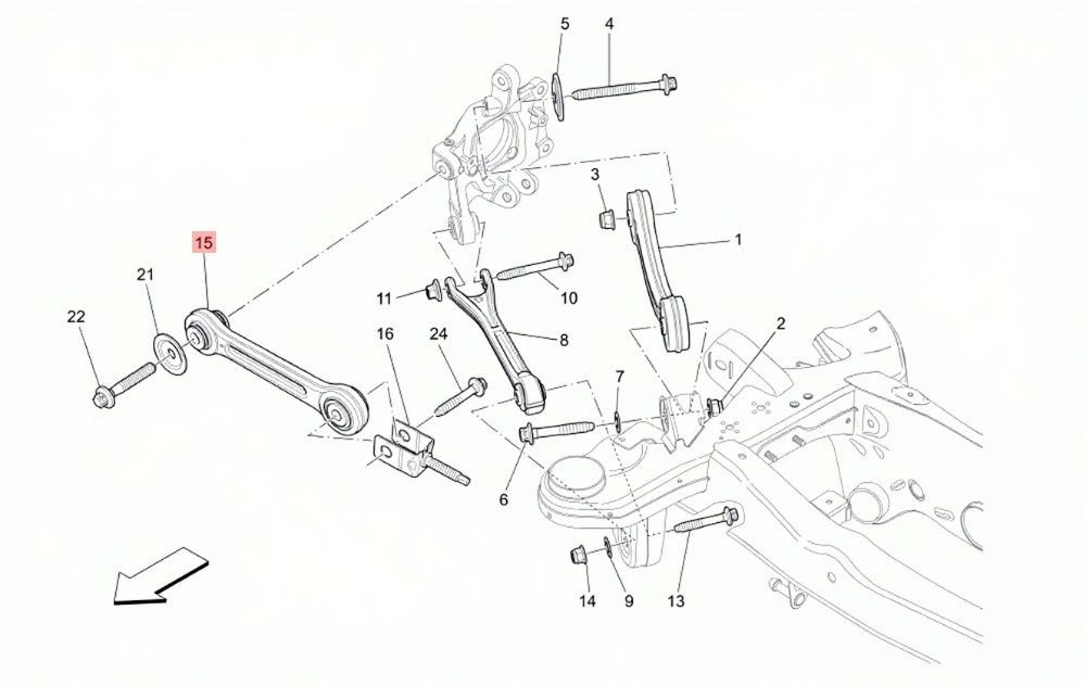 Maserati Quattroporte S Q4 2014-2019 Rear Left Control rod