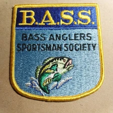 B.A.S.S. Bass Anglers Sportsman Society Patch Fish Vintage 3 3/4”x3 1/4”