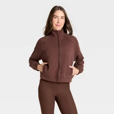 Women's Airy Sleek Ribbed Full Zip Jacket - All In Motion Brown