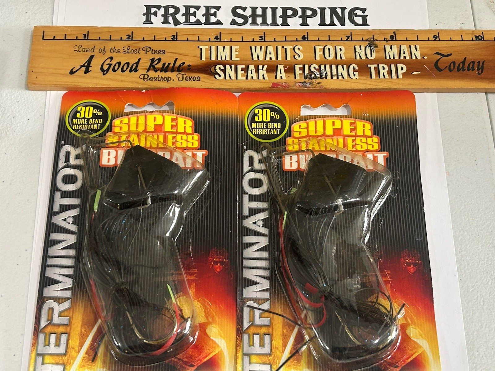 LOT OF 2 TERMINATOR SUPER STAINLESS BUZZBAIT 3/8 OUNCE FISHING LURES NOS NIP - Image 1