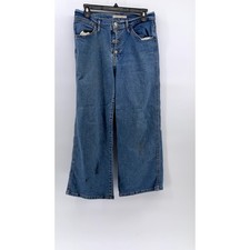 LEVI'S Women's Blue Denim Mile High Wide-Leg Button-Fly Cropped Jeans SZ 28