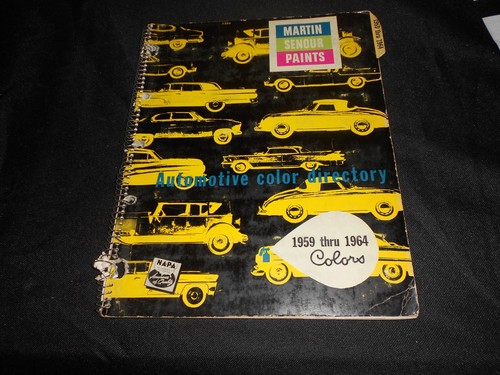 NAPA MARTIN SENOUR PAINTS AUTOMOTIVE COLOR DIRECTORY 1959-1964 AUTO PAINTS CHIPS