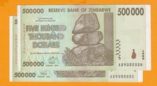 ZIMBABWE 500,000 DOLLARS (2008)  P-76 PREFIX AB -  aUNC NOTE soiled
