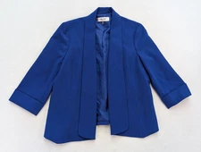 Jones Studio Women's Blazer Suit Jacket Size 10 Blue 3/4 Sleeve Business Career