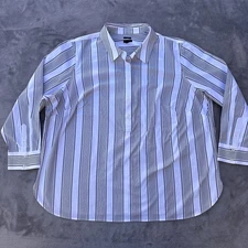 Talbots Shirt Womens 3X Non-Iron Stretch Button-Up Long Sleeve Striped