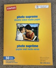 Staples Photo Supreme 50 Sheets Dbl sided Matte 8.5" X 11" 564121 inkjet Lot 2