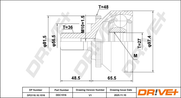 Dr!Ve+ Gelenksatz Antriebswelle DP2110.10.1516 FüR Volvo S60 1 384 V70 2 285 S80-image