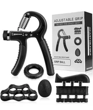 Adjustable Hand Grip Strength Trainer Set - 5 Piece Kit For Excersise
