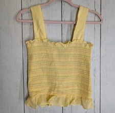 Modcloth Size Medium Hot Fun In The Summertime Smocked Yellow Tank Top