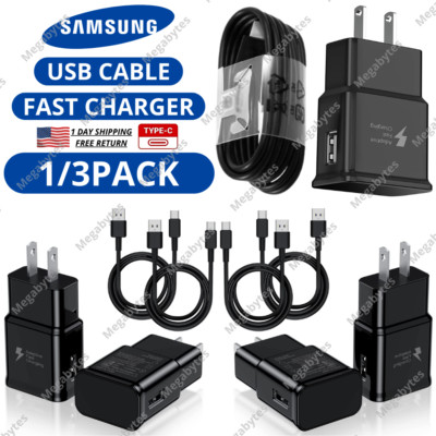 USB Adapter Fast Wall Charger Type C USB-C Cable For Samsung Galaxy S22 S21 S10