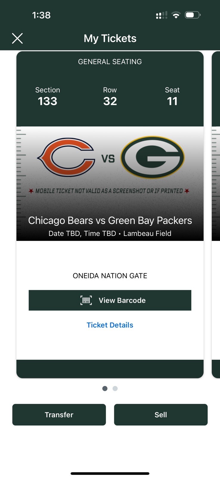 2 Green Bay Packer Tickets vs Chicago Bears eBay