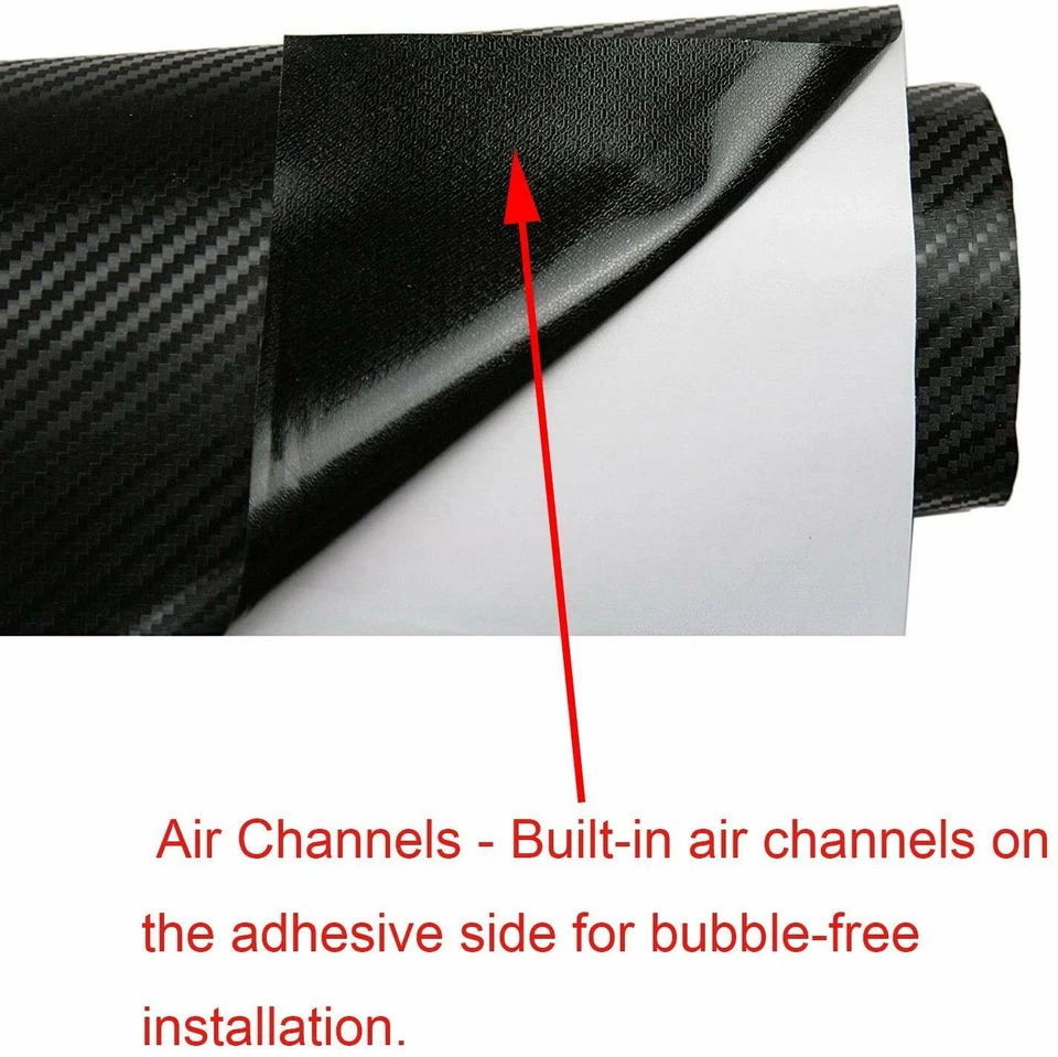 7D Премиум Супер Глянцевая Черная Виниловая Обертка из Углеродного Волокна Без Пузырей Выпуск Воздуха - Изображение 4 из 4
