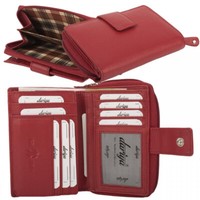 Rfid DamenböRse GeldböRse Rv MüNzfach, 13 KartenfäCher Rind Nappa Leder Rot
