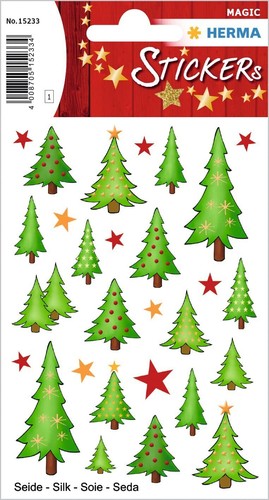 HERMA Christmas Tree Stickers - 48 Self-Adhesive Matte Paper Labels For Holiday Crafts & Gifts
