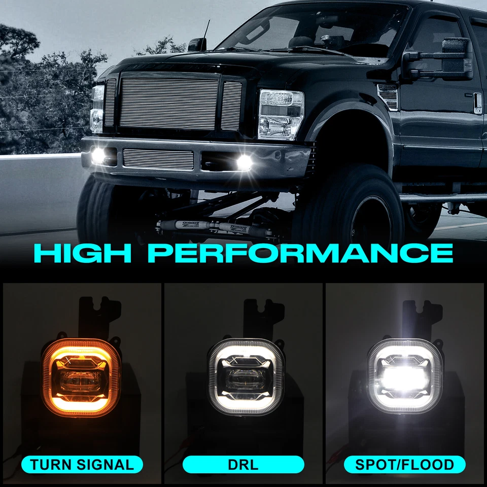 Parachoques 2X luces antiniebla LED halo Fit 2008 2009 2010 para Ford F-250 Super Duty F-350 Foto 4 de 4