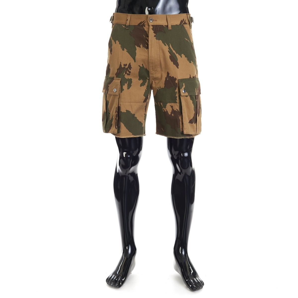CELINE 1350$ Cargo Bermuda Shorts - Khaki Camouflage, Pockets