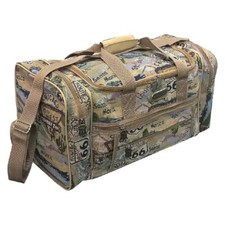 Route 66 The Mother Road Khaki Canvas Duffel Bag - T221C 66