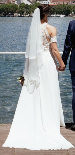 Abito da Sposa Bianco Macramè - Taglia 42 - Foto 5 di 13