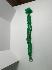 Vintage Macrame Plant Hanger Christmas Decoration Red Green Wood Bead
