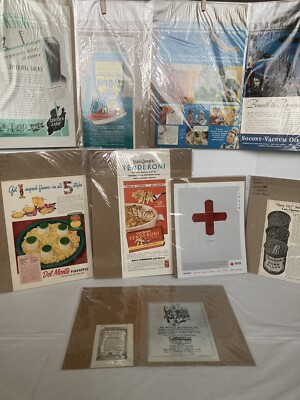 MISC/VINTAGE PRINT VAN CAMPS/RED CROSS/DEL MONTE LOT OF 10 BOARDED
