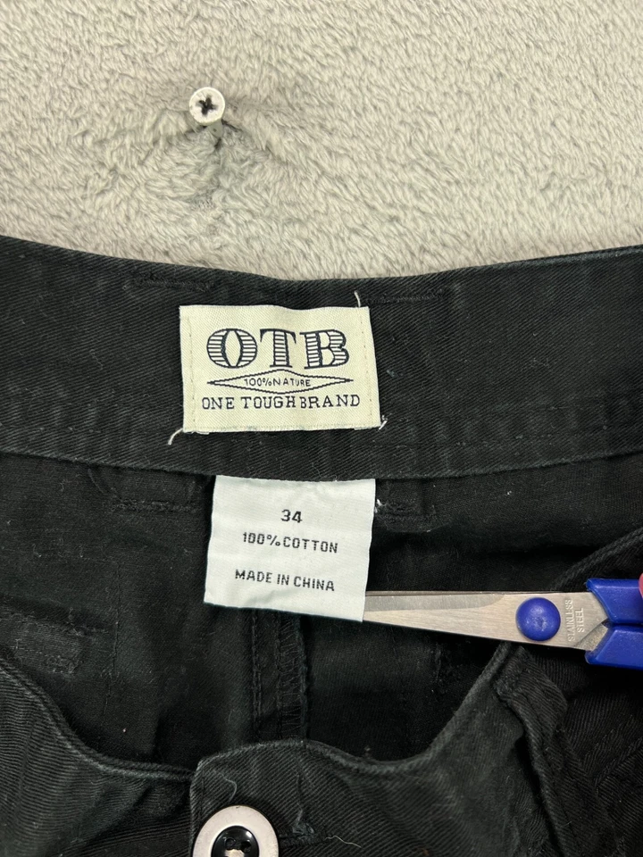 OTB One Touch Brand Mens 34 Cargo Shorts Black Streetwear Splatter 13" Hip Hop - Image 4 of 4