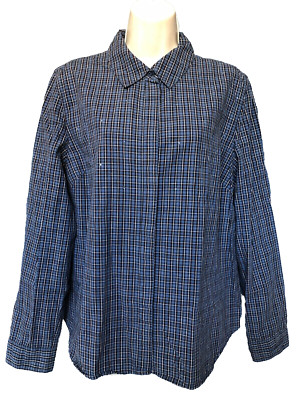 Faded Glory Authentic Size L Cotton Plaid Long Sleeve Button Up Shirt Women's