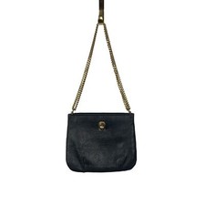 Vintage Ruth Saltz Black Leather Chain Strap Cougar Bag  