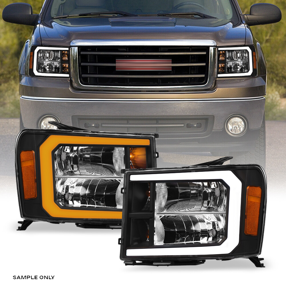 Switchback Sequential For 2007-2014 GMC Sierra Black Headlights w