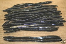 6 1/2" Finesse Worm Trick Worm Style Black Plastic 50 pack bulk Bass Lure
