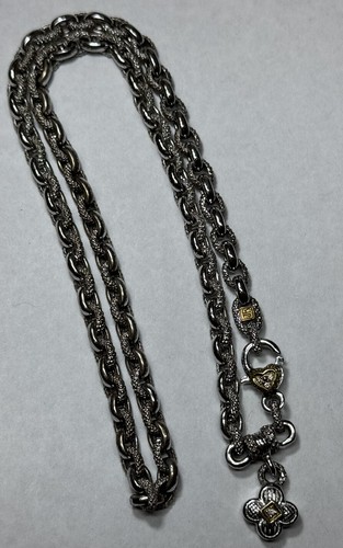 Judith Ripka JR Sterling Silver 18k Yellow Gold Diamond Clover 17” Necklace ibs2 - Picture 2 of 3