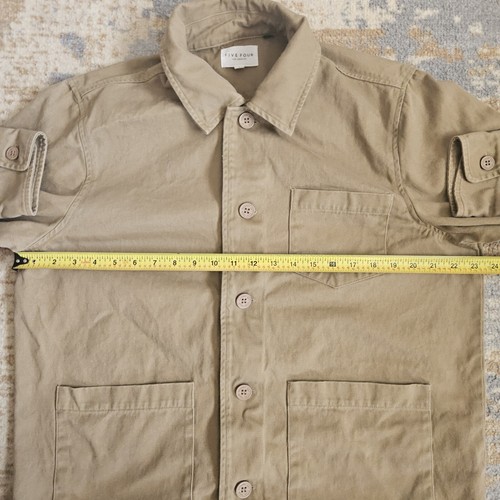 Five Four Los Angeles Mens Large Tan Luka Long Sleeve Button Up Shacket Wood - Picture 5 of 6