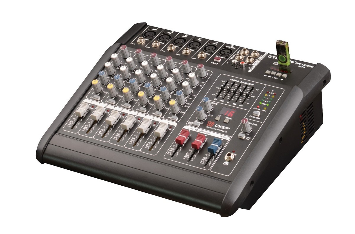 2000 Watts 6 Channel Professional Powered Mixer power mixing