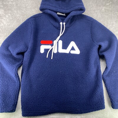 Fila Women Hoodie Sweater, Size Large, Dark Blue, Sherpa