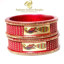 Suprimo Indian Peacock Bangles Kada Set Of 2 Fashion Women's & Girl's Red Bangle