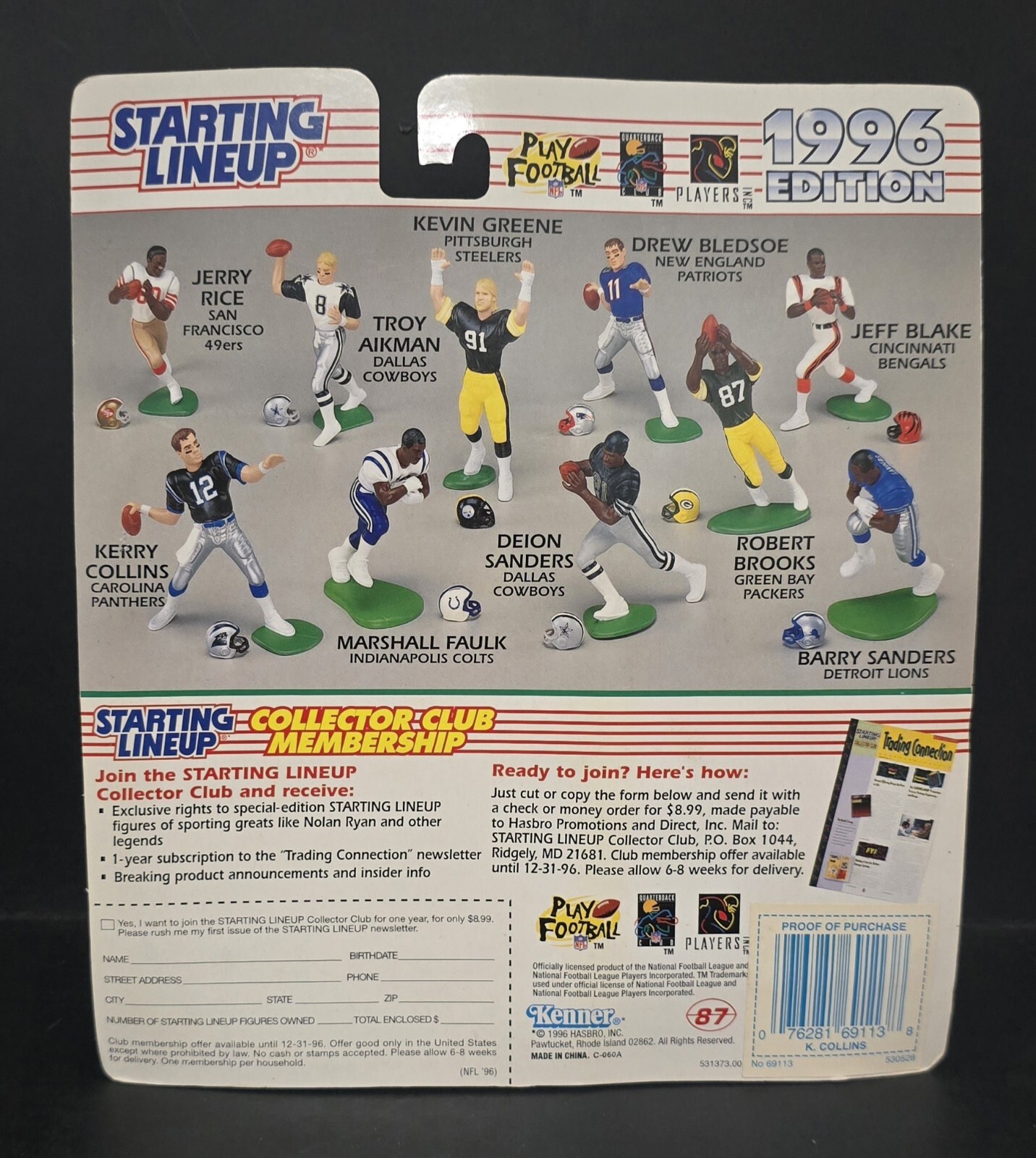 1996 🏈 Kerry Collins Starting Lineup, QB Panthers and 1996 Pacific Card #GC5 thumbnail 4