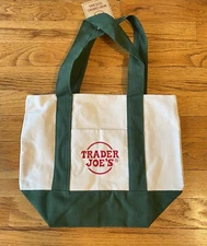Trader Joe’s Canvas Dark GREEN Mini Tote Bag Reusable Eco Bag NWT