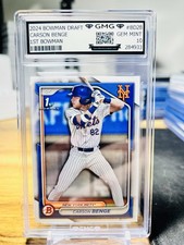2024 Bowman Draft Carson Benge 1st Bowman #BD-28 GMG Graded 10 Gem Mint Mets RC 